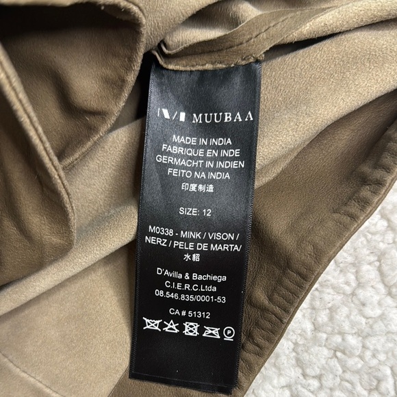 Muubaa Women's Taupe Draped 100% Goat Leather Blazer - Picture 4 of 7